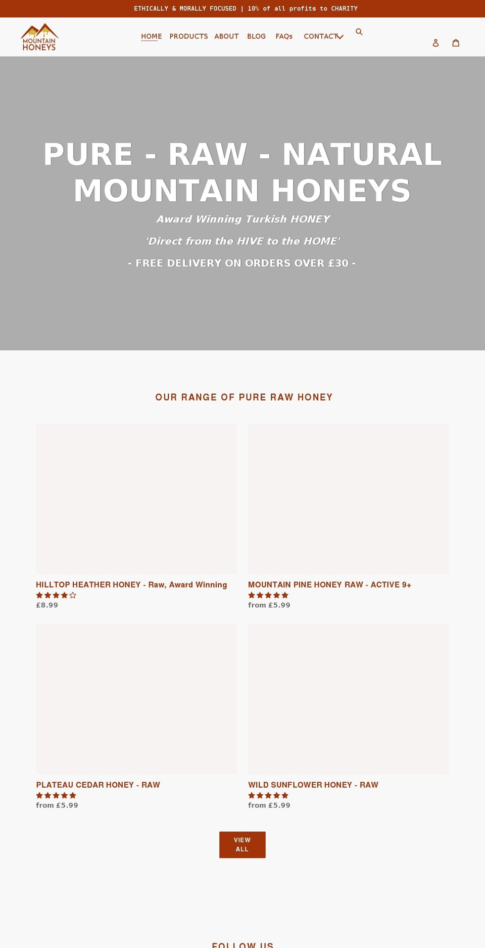 mountainhoneys.com shopify website screenshot