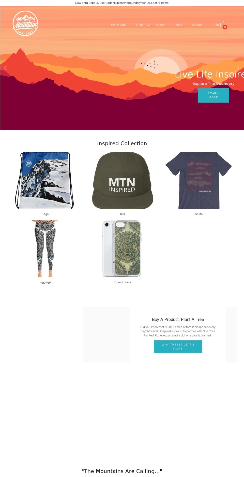 mountaininspired.com — Shopify storefront screenshot