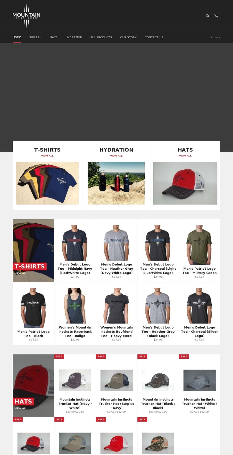 mountaininstincts.com — Shopify storefront screenshot