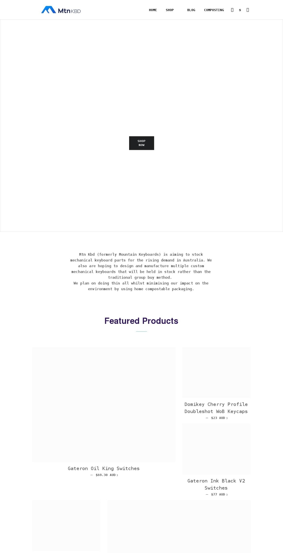 mountainkeyboards.com shopify website screenshot