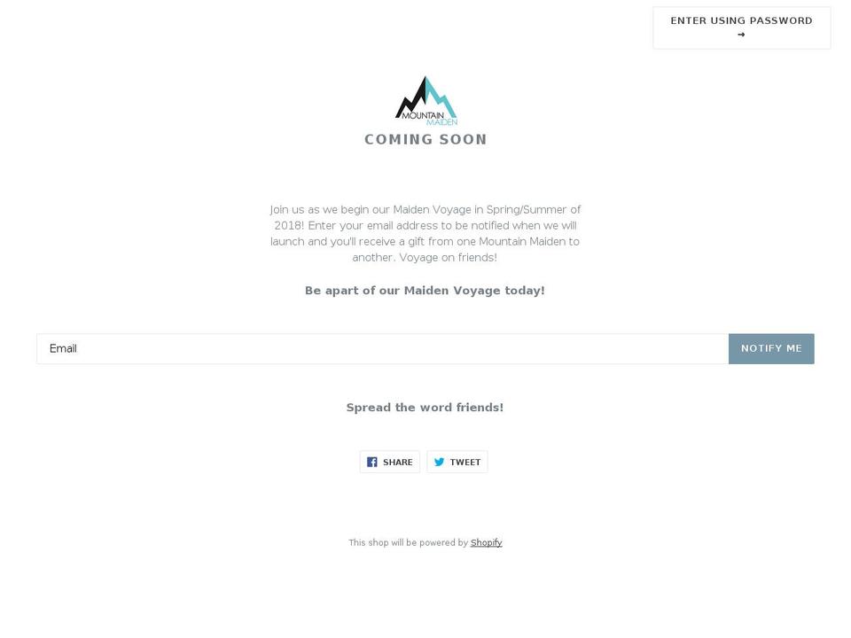 mountainmaiden.com — Shopify storefront screenshot