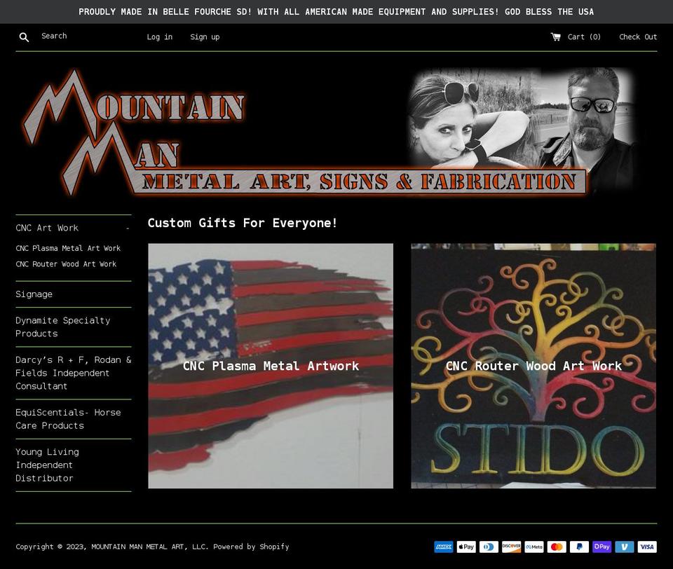 mountainmanmetalart.com shopify website screenshot