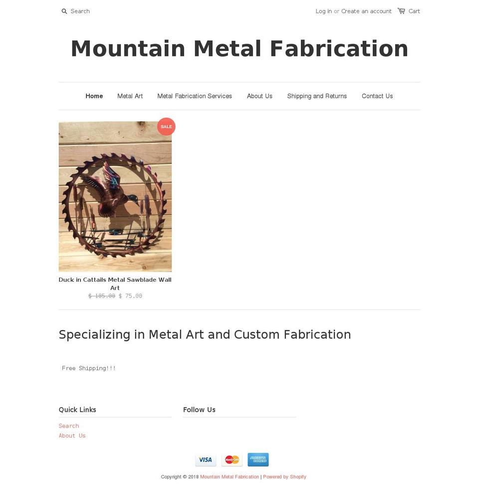 mountainmetalfabrication.com shopify website screenshot