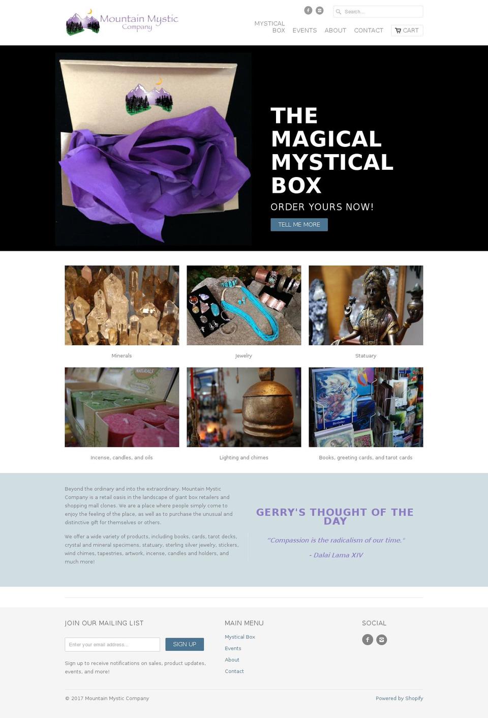 mountainmystic.com shopify website screenshot