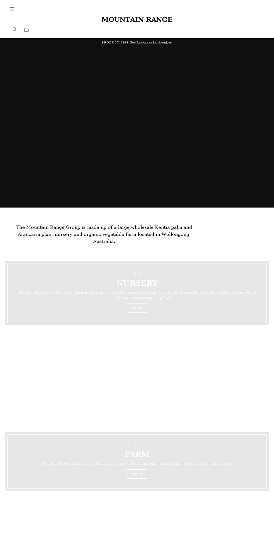 mountainrange.com.au shopify website screenshot