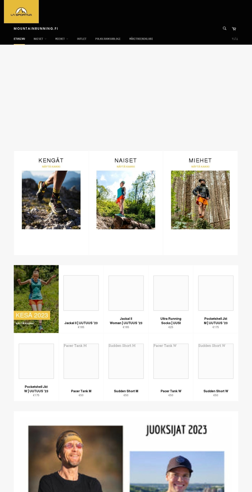 mountainrunning.fi shopify website screenshot