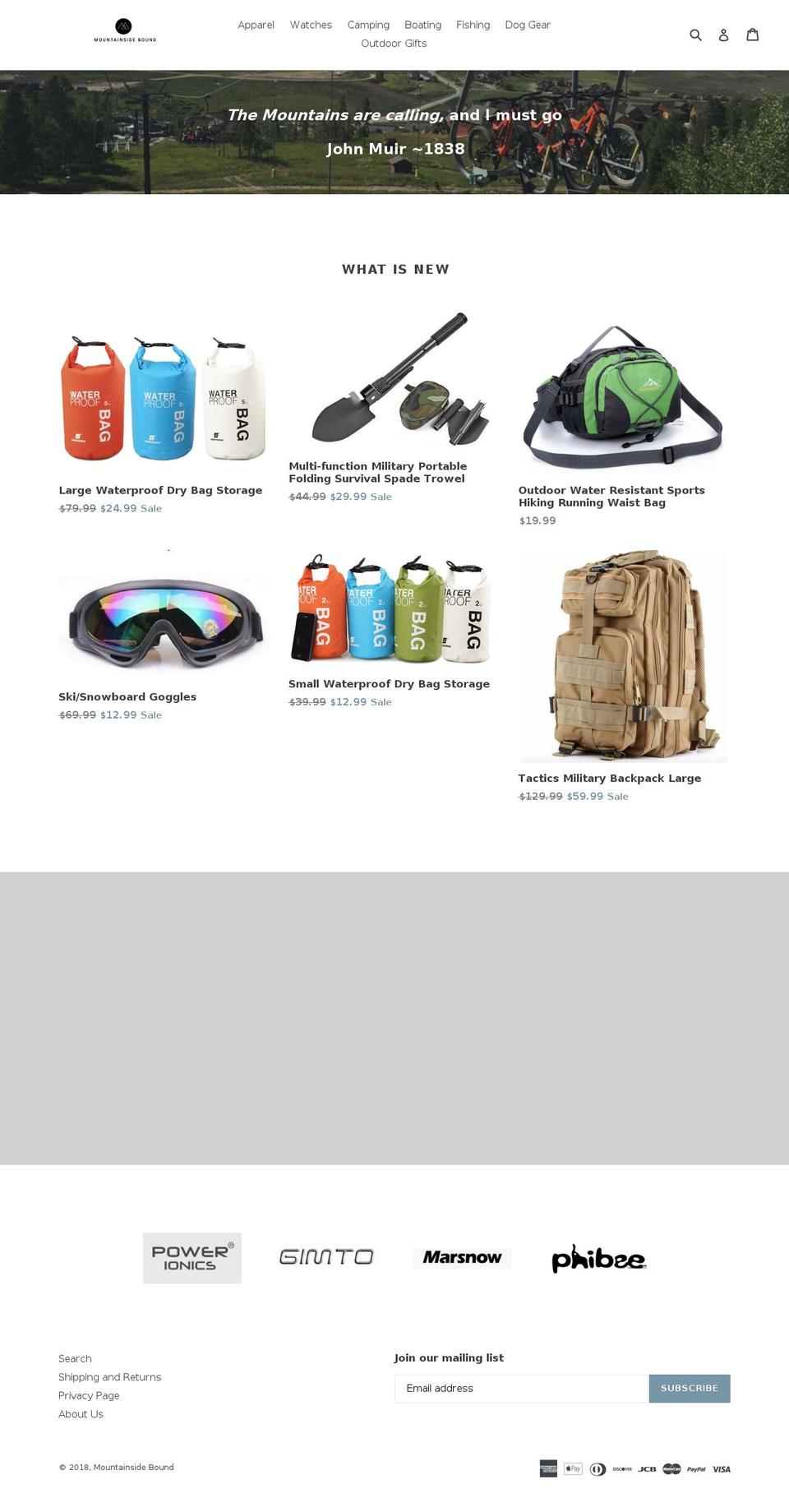 mountainsidebound.com — Shopify storefront screenshot