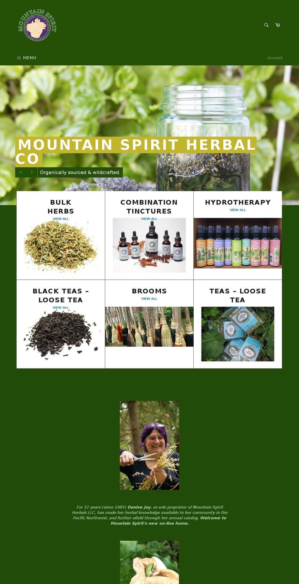 mountainspiritherbals.com shopify website screenshot