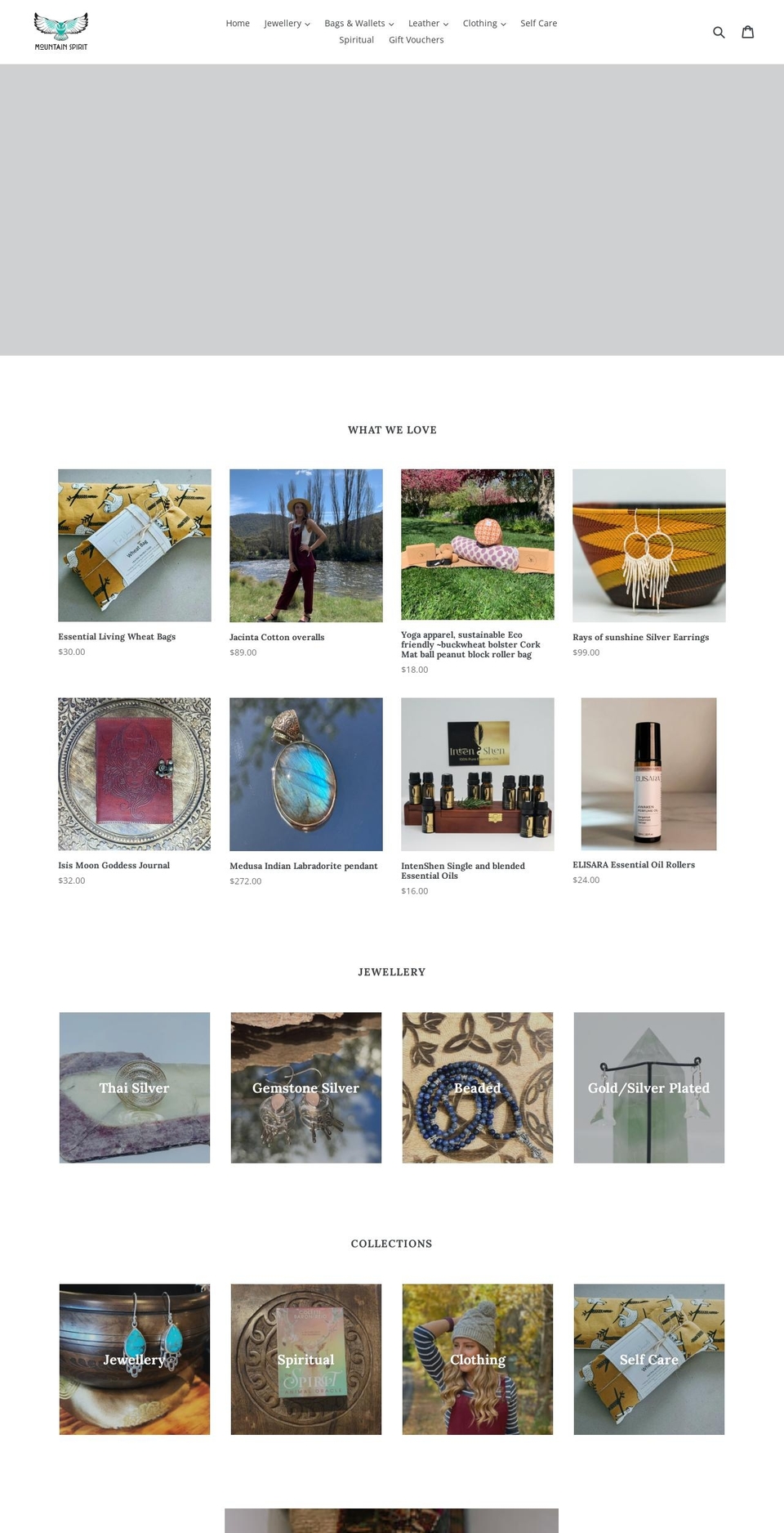 mountainspiritliving.com.au shopify website screenshot