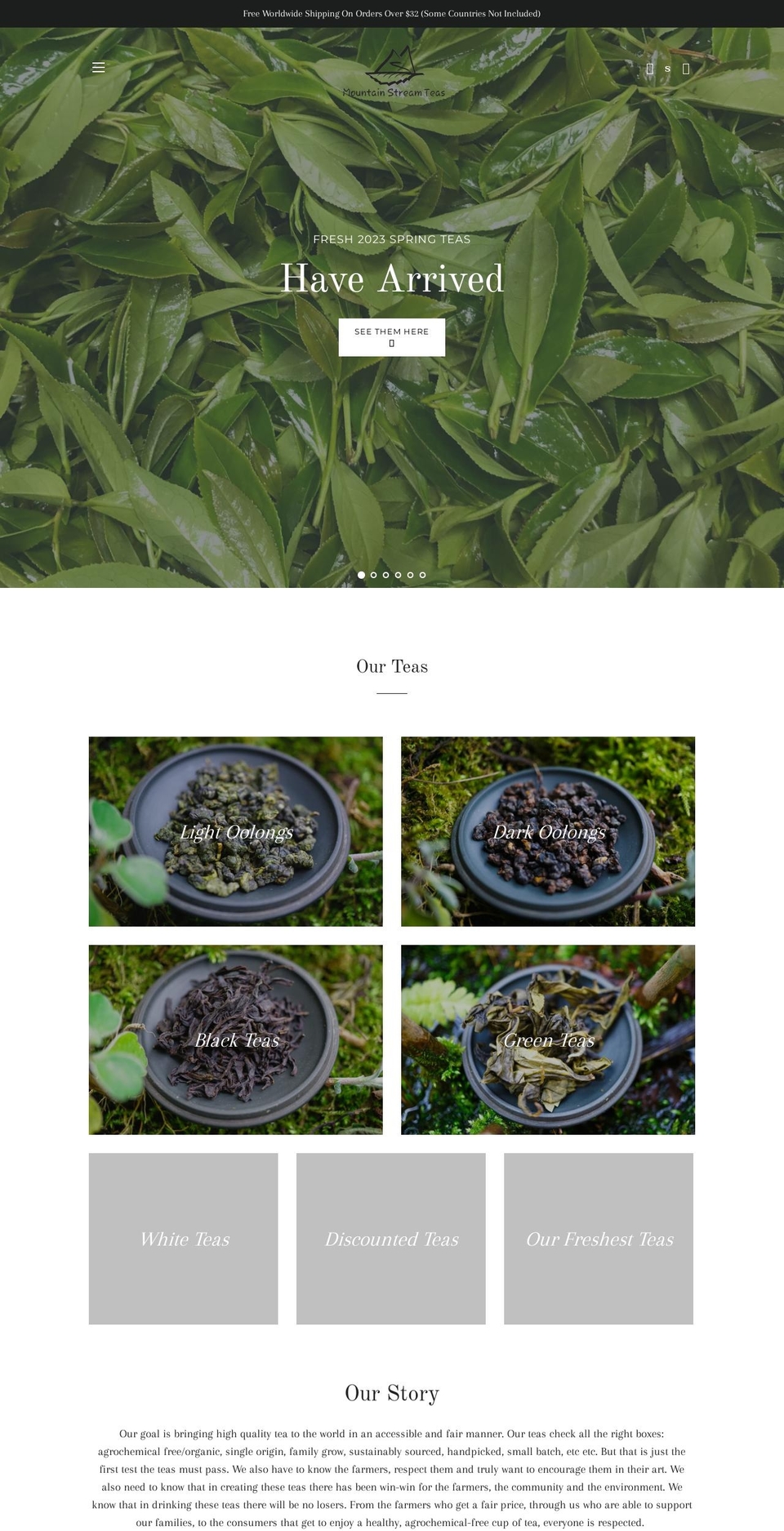 mountainstreamteas.com shopify website screenshot