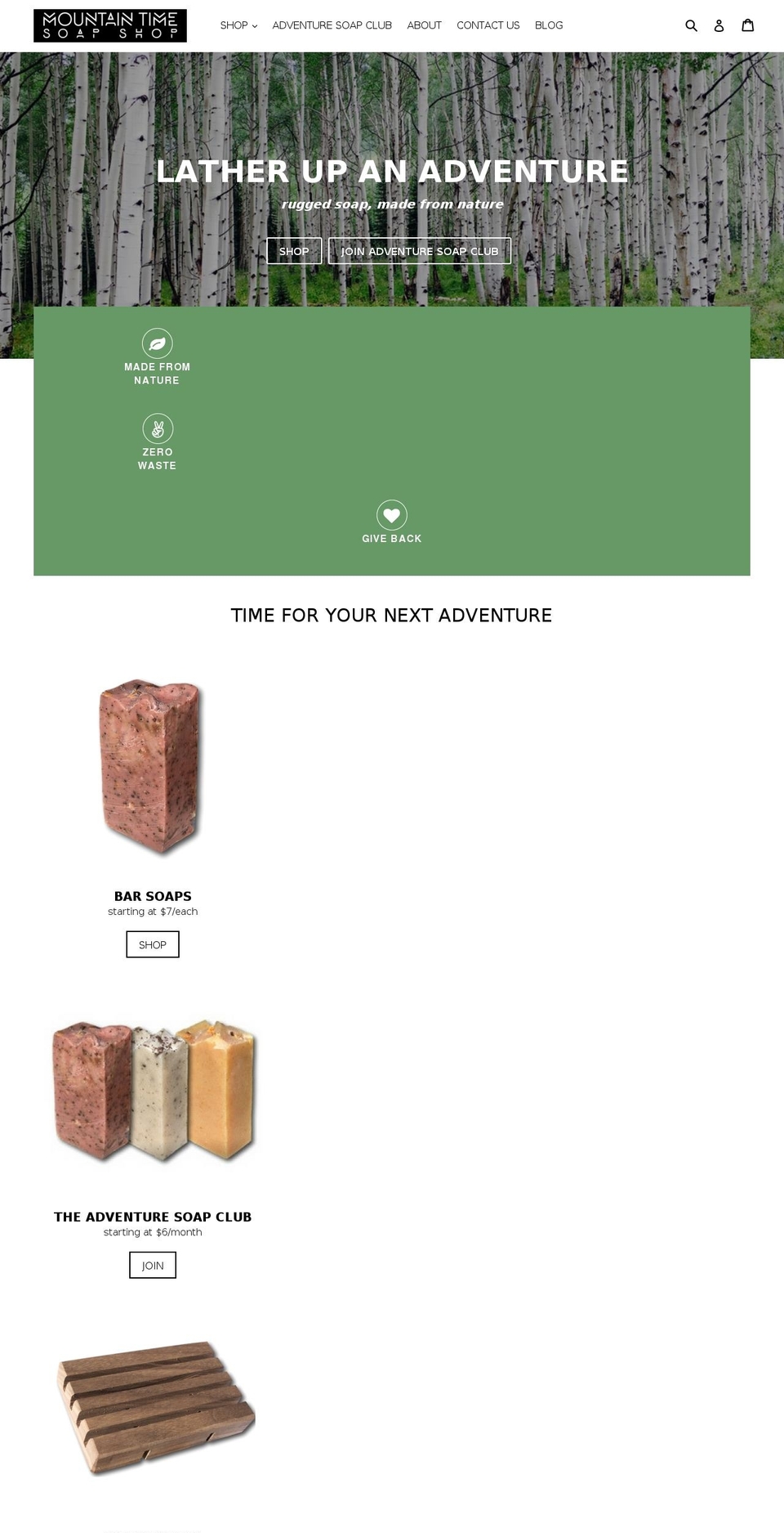 mountaintimesoap.com — Shopify storefront screenshot