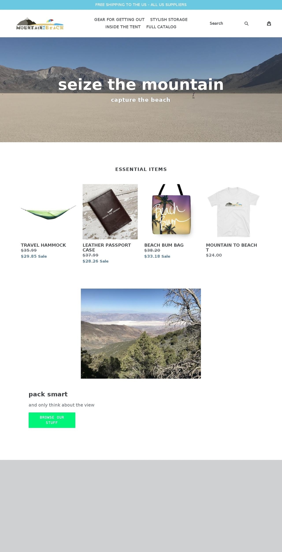 mountaintobeach.com — Shopify storefront screenshot