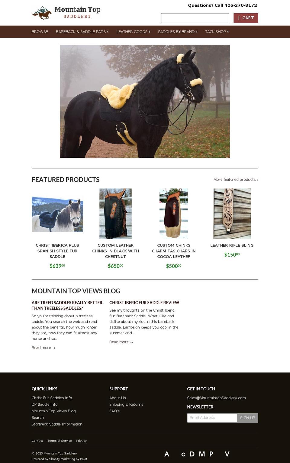 mountaintopsaddlery.com shopify website screenshot