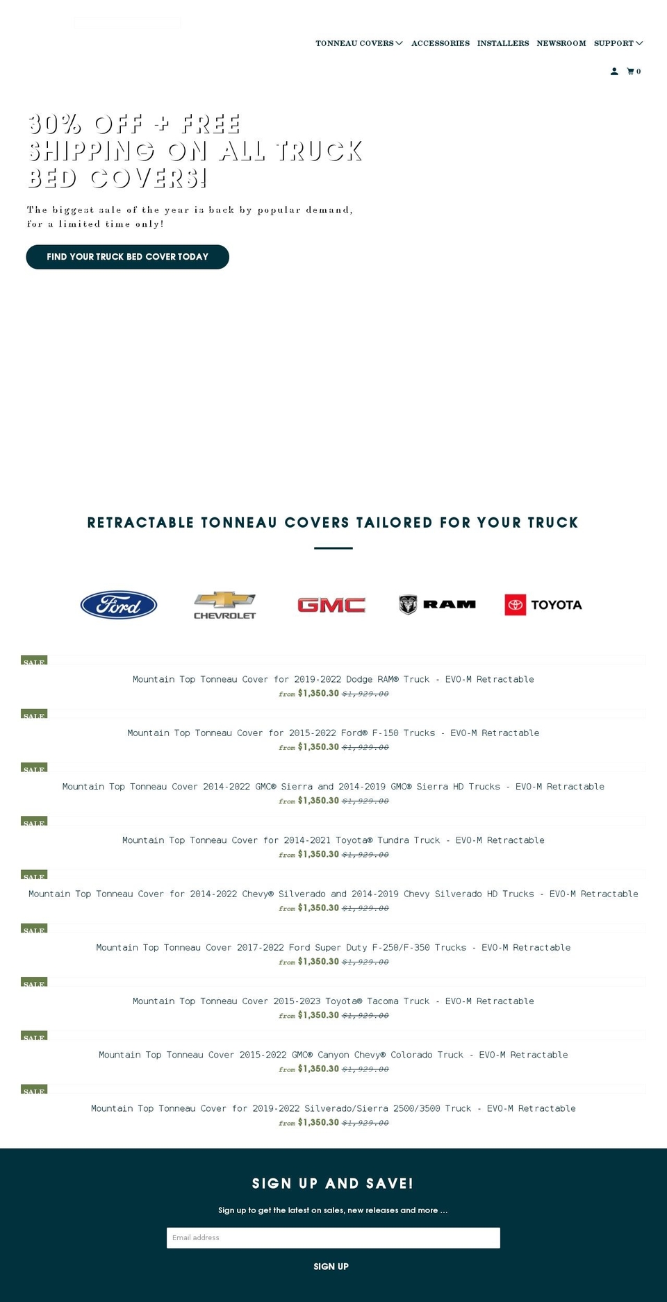 mountaintoptruckcover.com shopify website screenshot