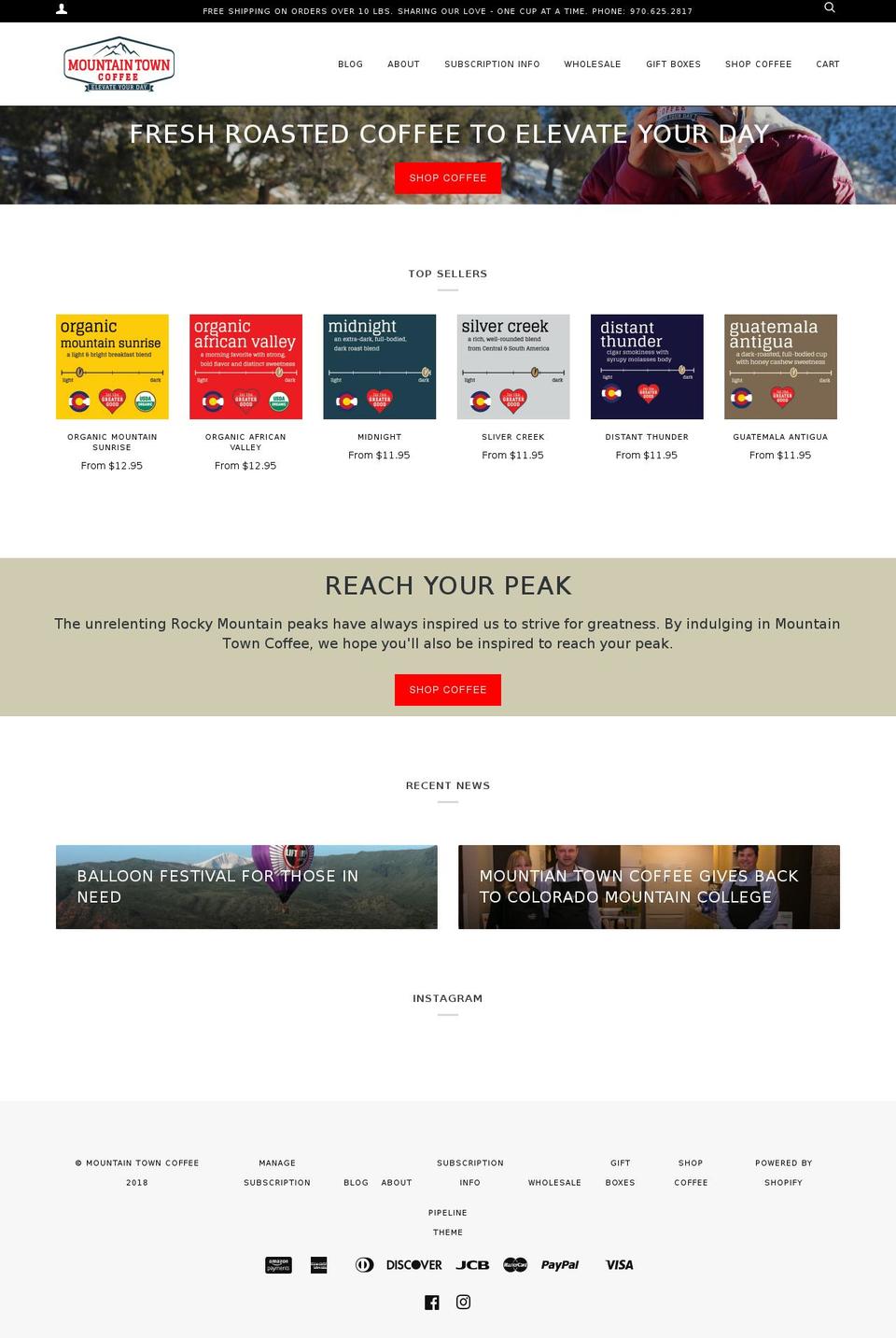 mountaintown.coffee shopify website screenshot