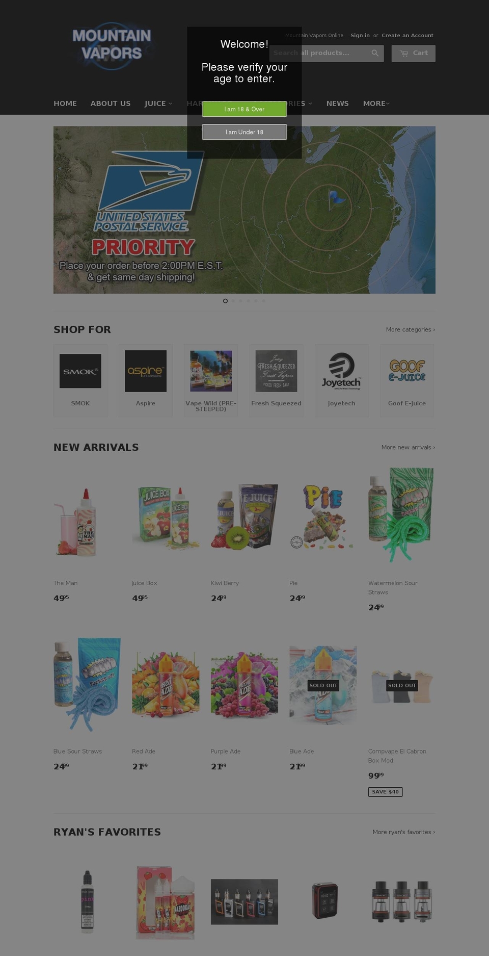 Eqqo Dev - V.. Shopify theme site example mountainvapors.net