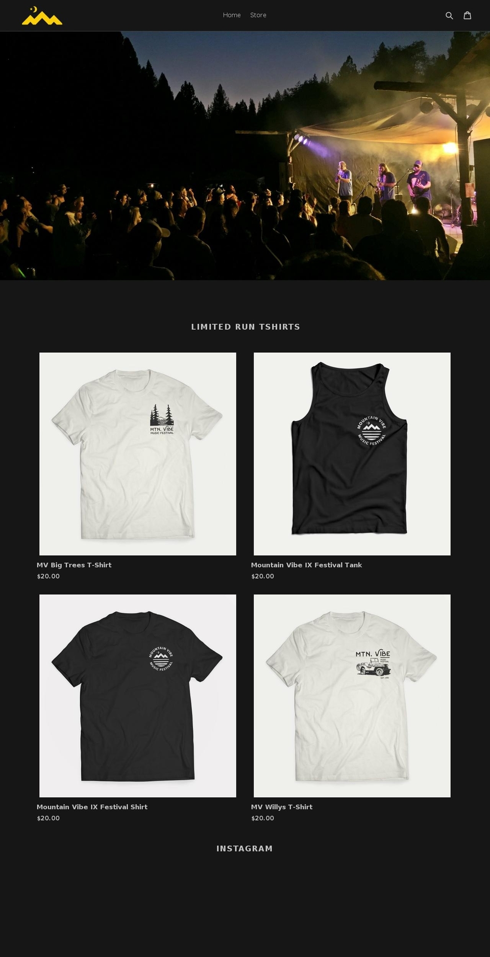 mountainvibemusic.com shopify website screenshot