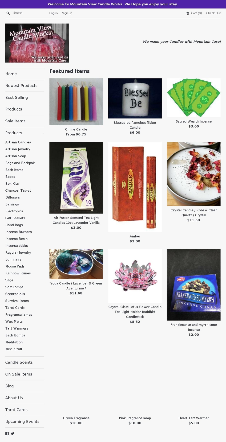 mountainviewcandlework.com — Shopify storefront screenshot