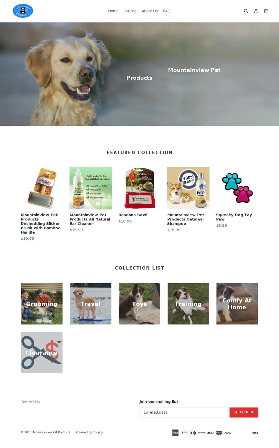 mountainviewpetproducts.com — Shopify storefront screenshot