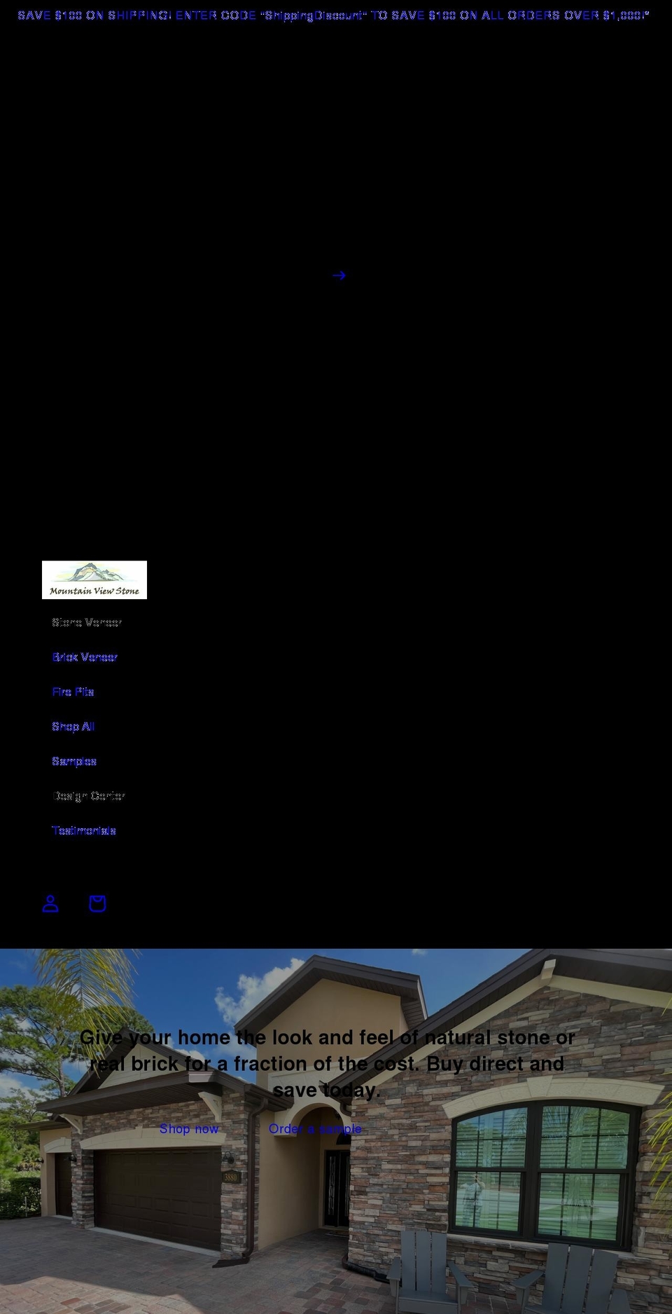 mountainviewstone.net shopify website screenshot