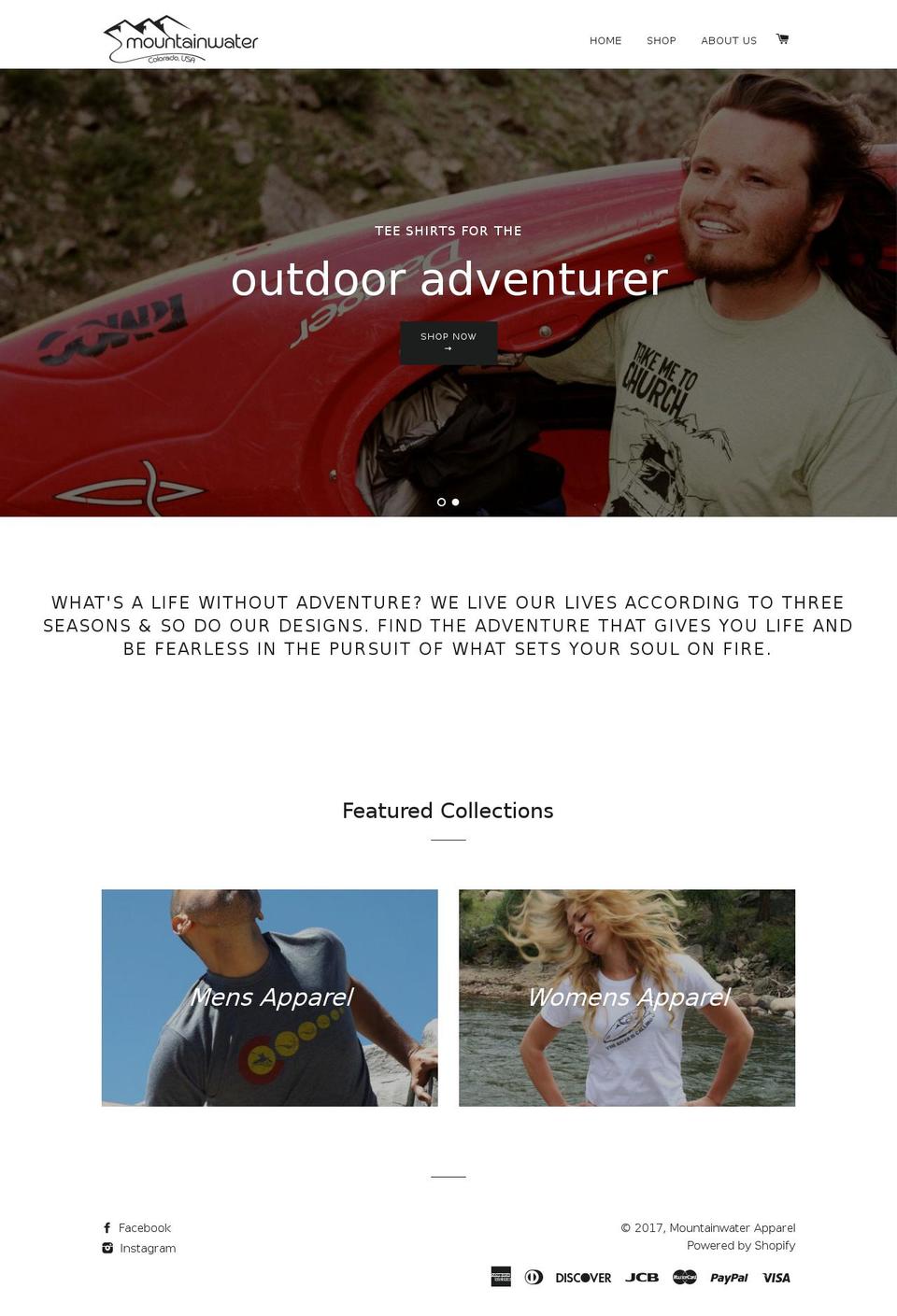 mountainwaterapparel.com shopify website screenshot