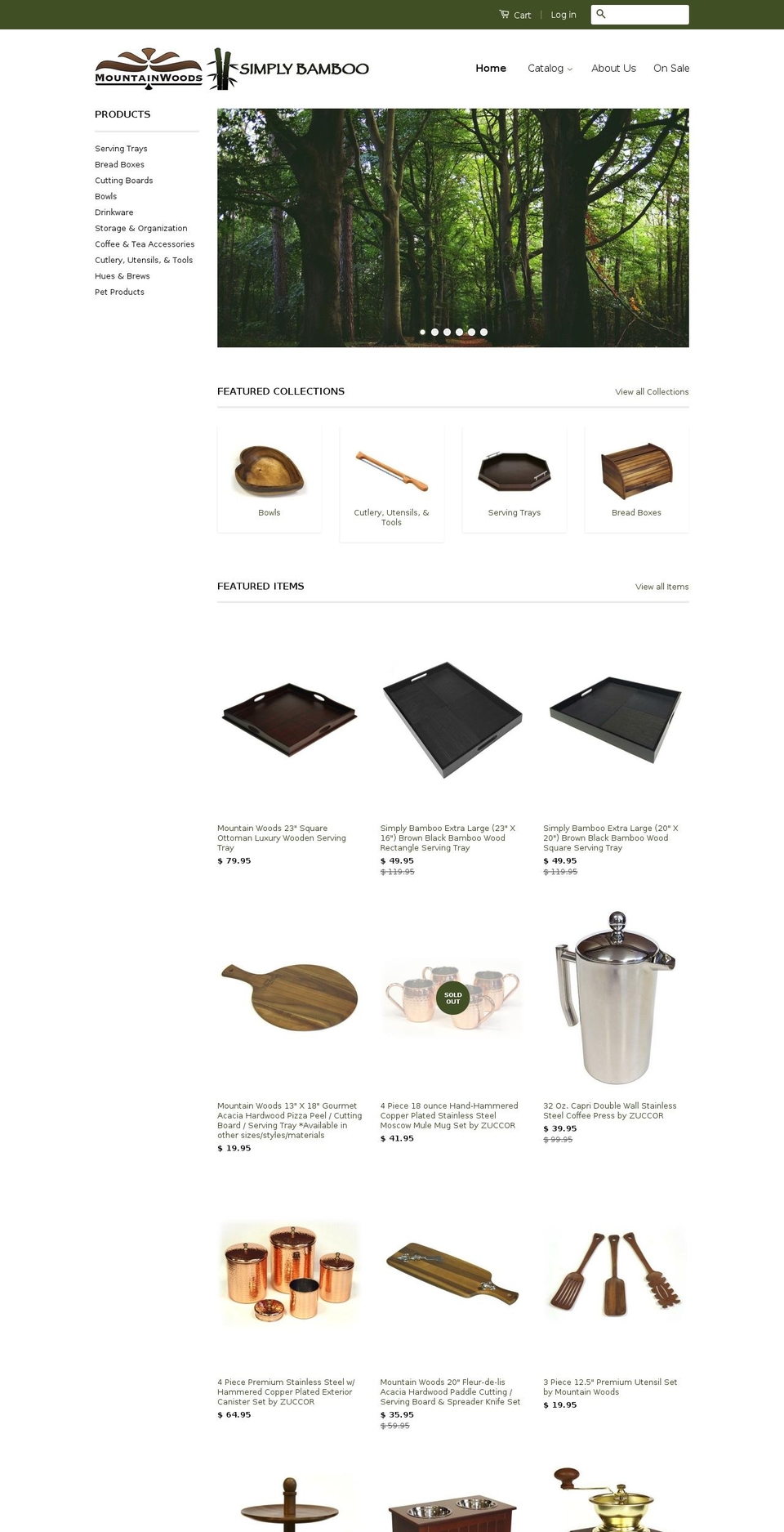 mountainwoods.com shopify website screenshot