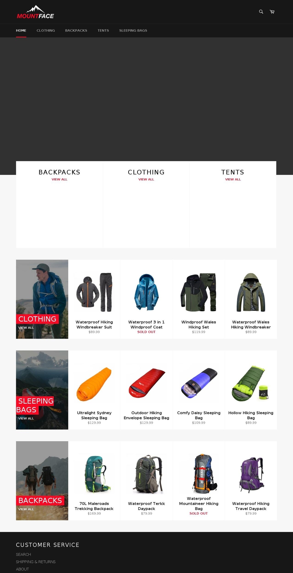 mountface.com — Shopify storefront screenshot