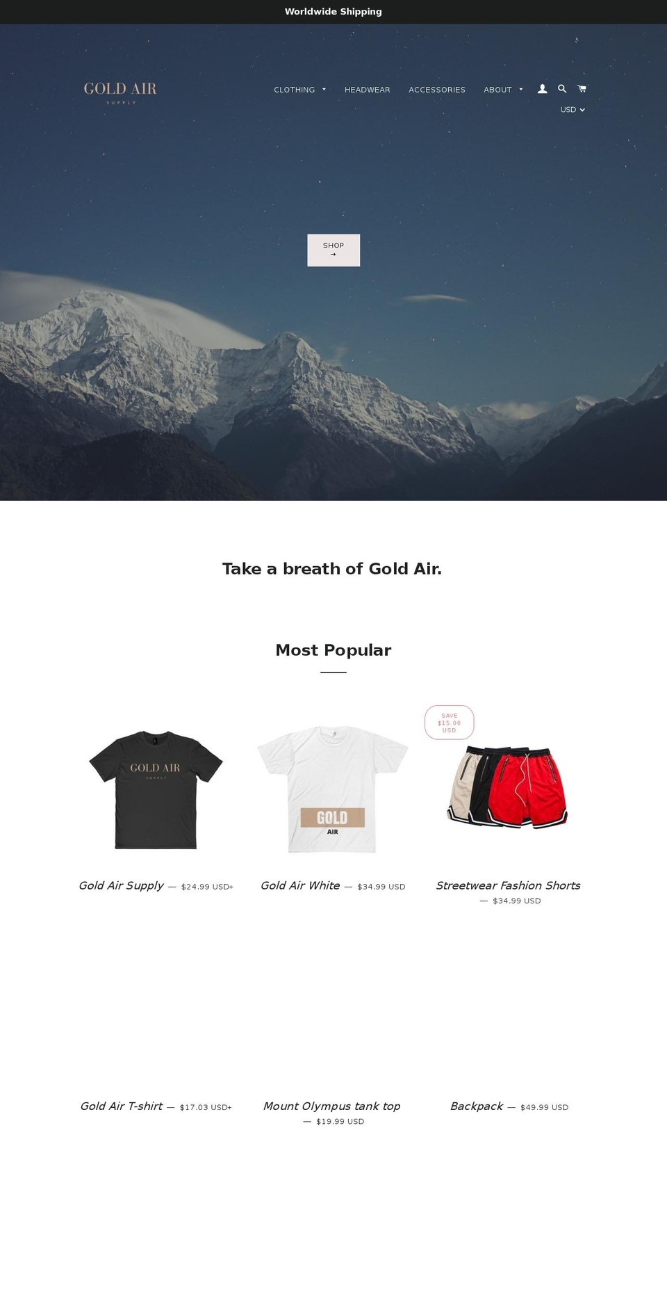 mountolympusclothing.com — Shopify storefront screenshot