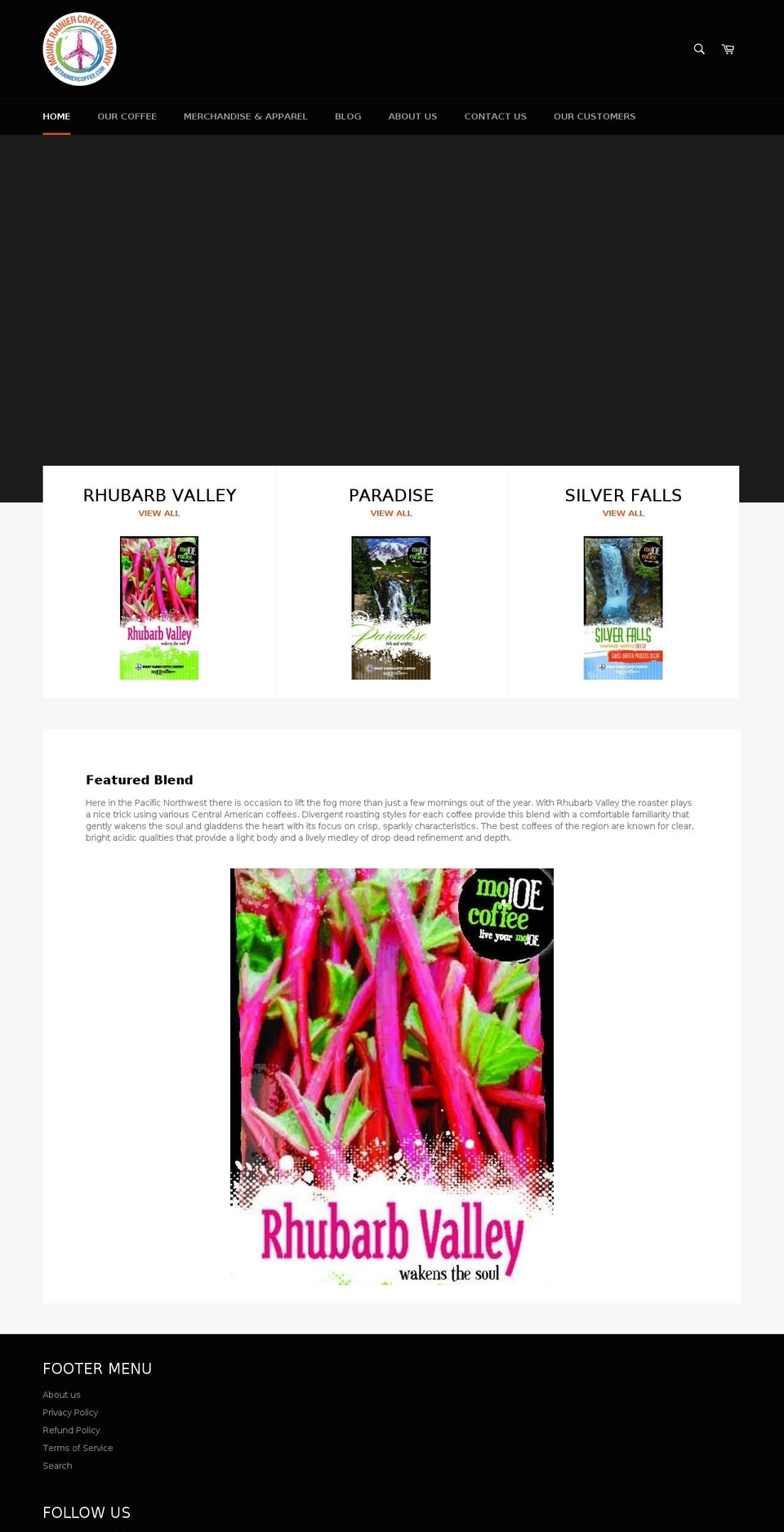 mountrainiercoffeecompany.com shopify website screenshot