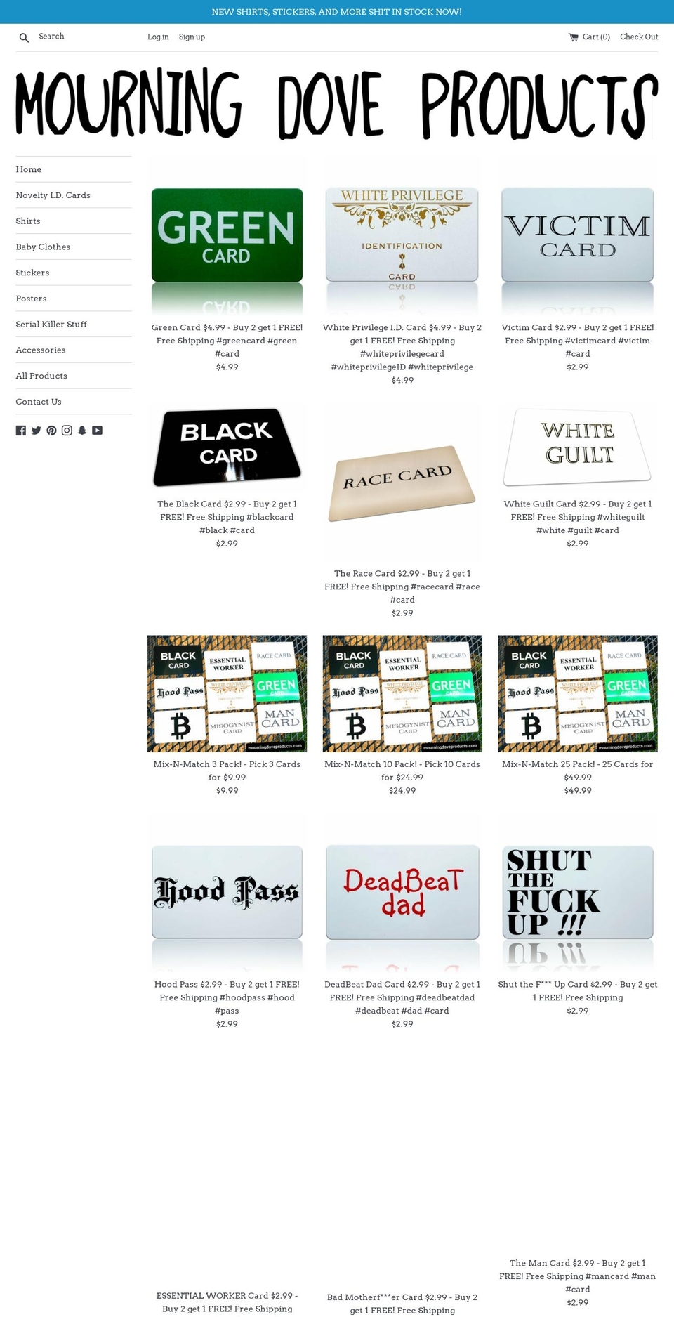 mourningdoveproducts.com — Shopify storefront screenshot