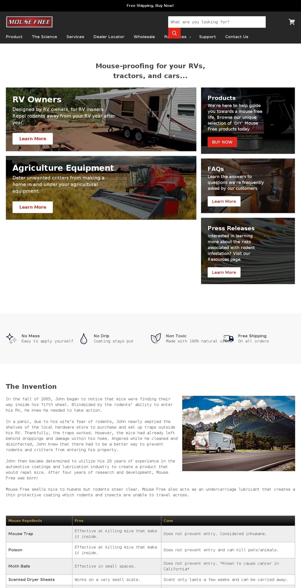 mouse-free.com shopify website screenshot