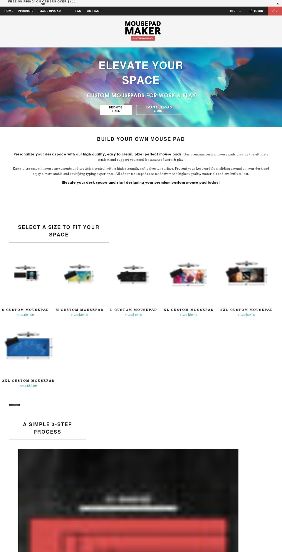 mousepadmaker.com shopify website screenshot