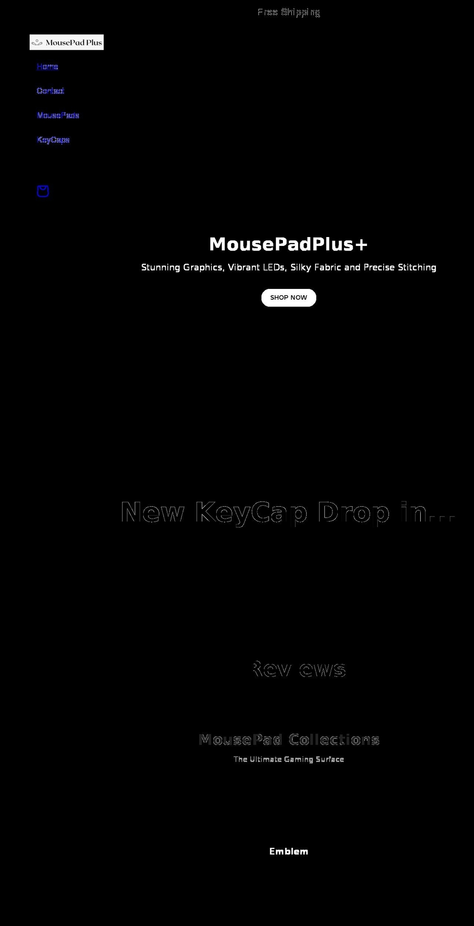 mousepadplus.com — Shopify storefront screenshot