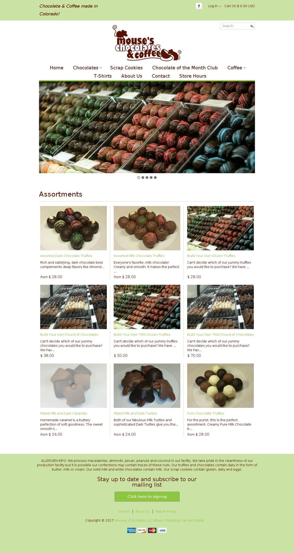 Clean Shopify theme site example mouseschocolates.com