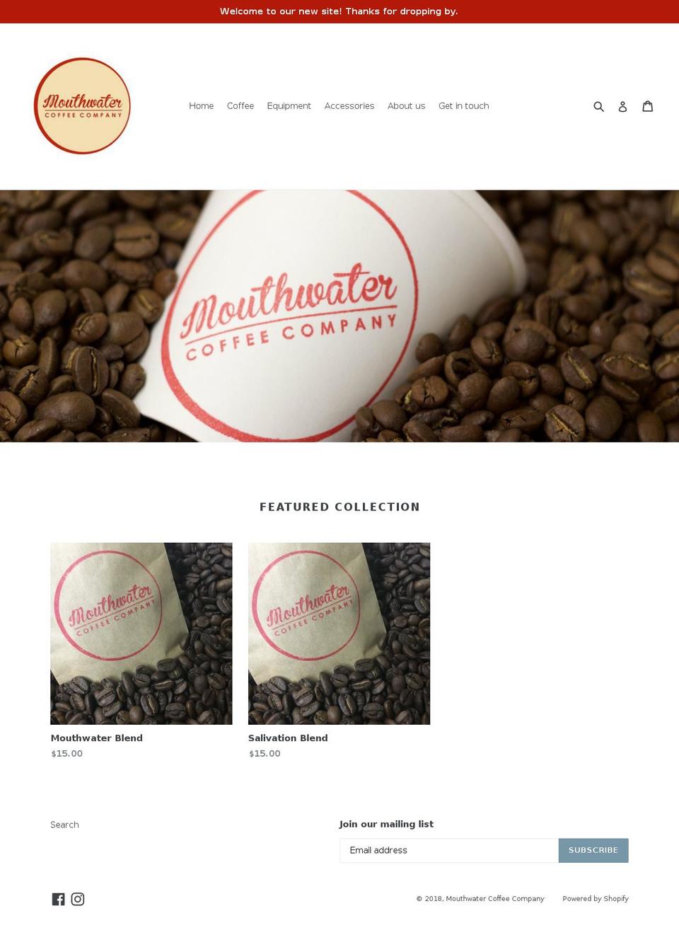 mouthwater.co.nz shopify website screenshot