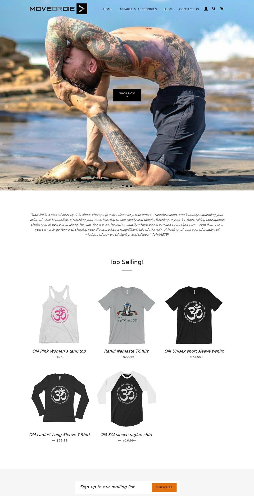 movedie.com shopify website screenshot