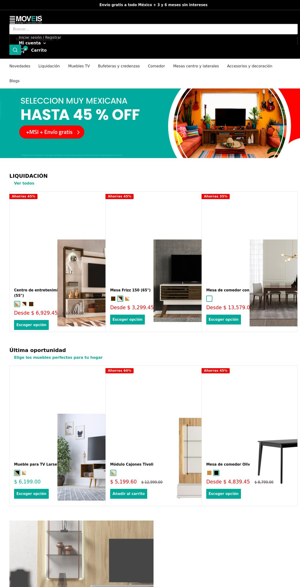 moveis.com.mx shopify website screenshot