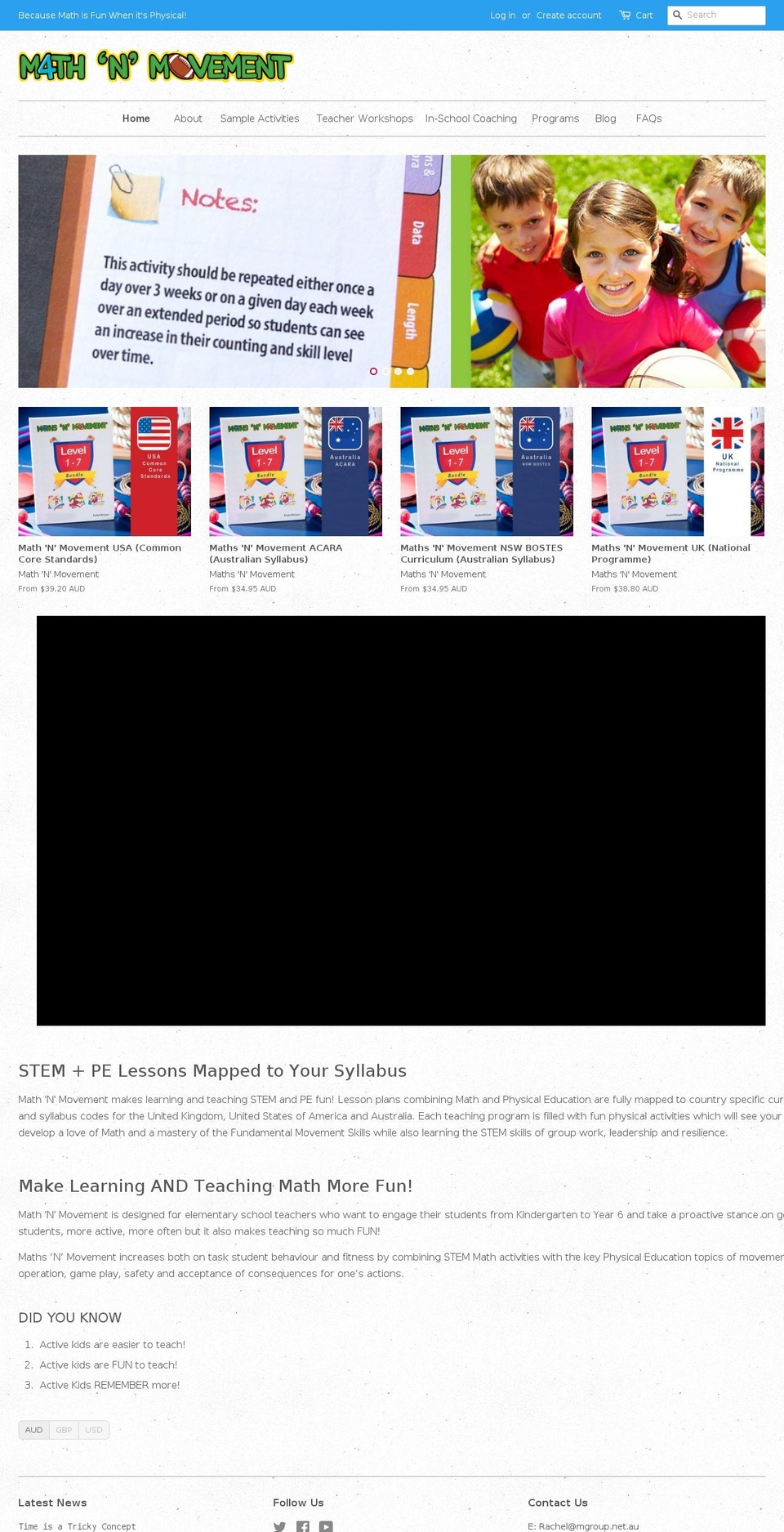movementandmaths.com — Shopify storefront screenshot