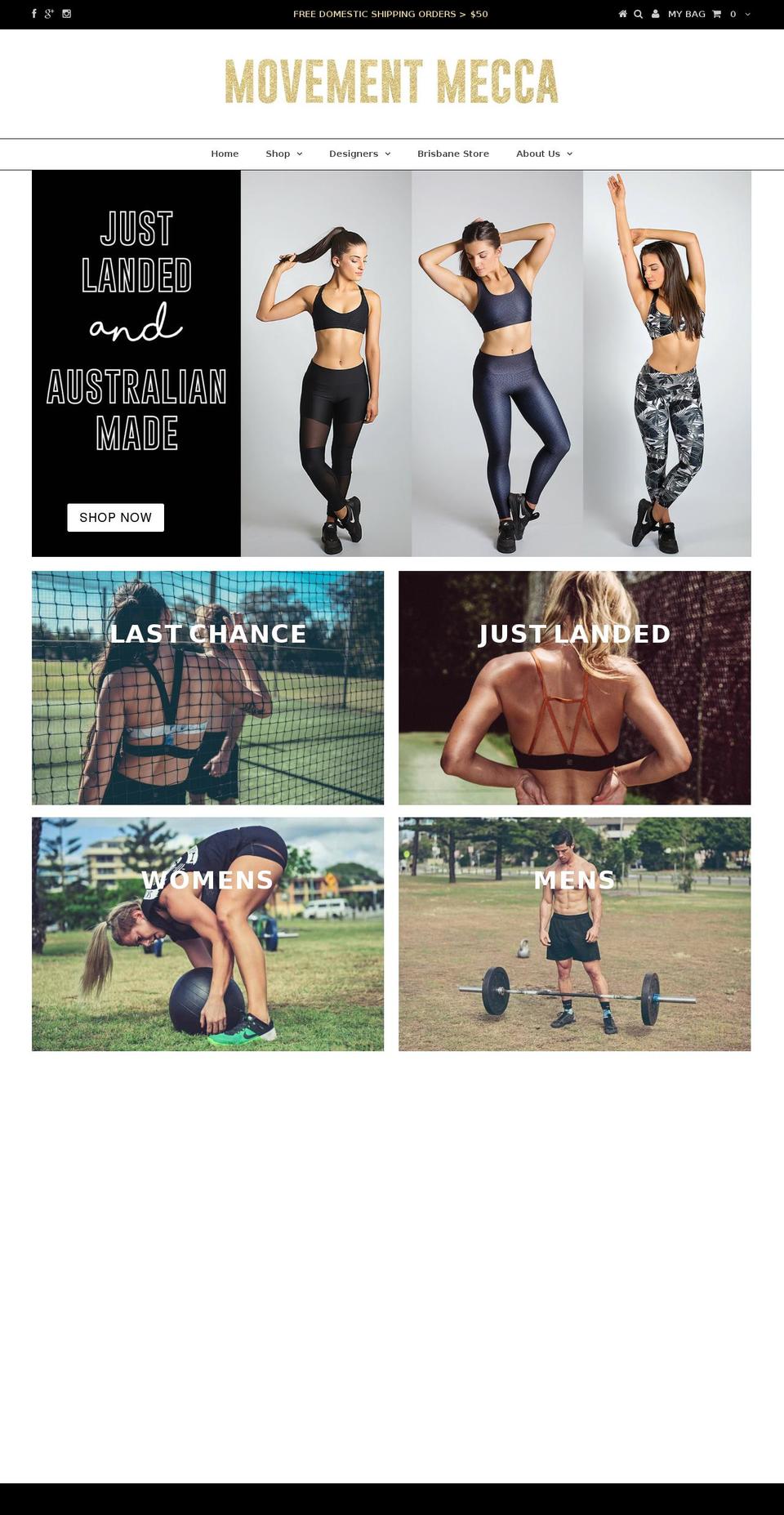movementmecca.com shopify website screenshot