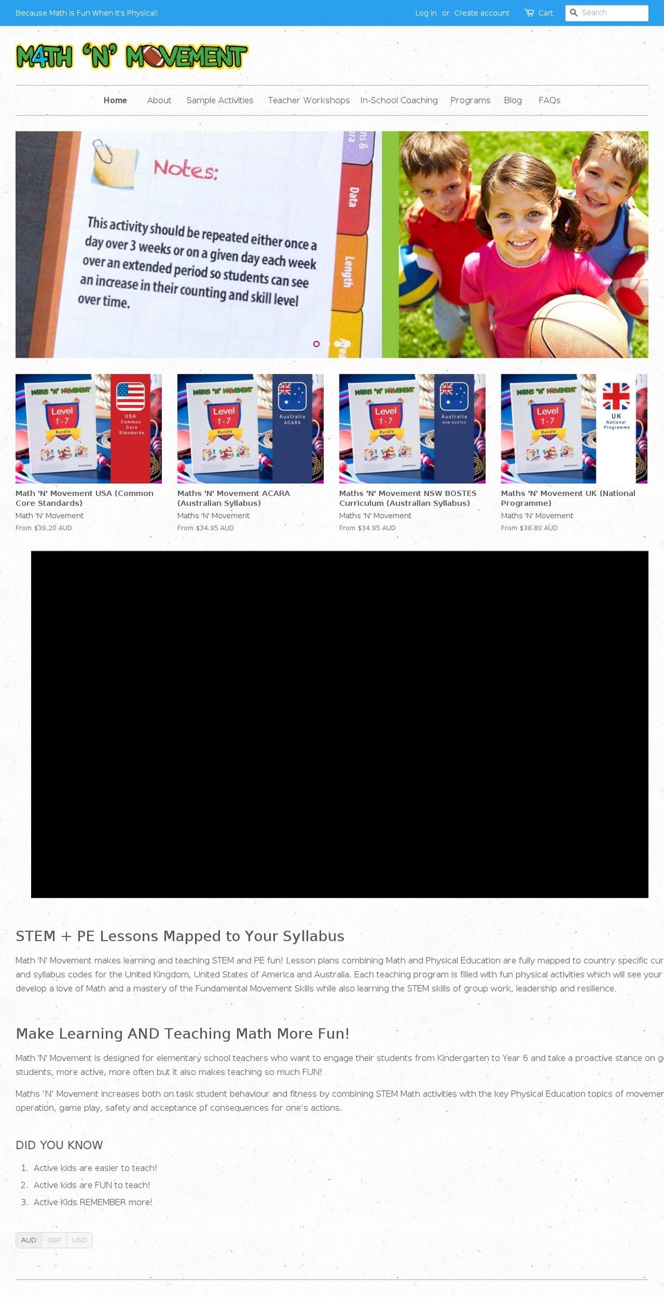 movementnmaths.com — Shopify storefront screenshot
