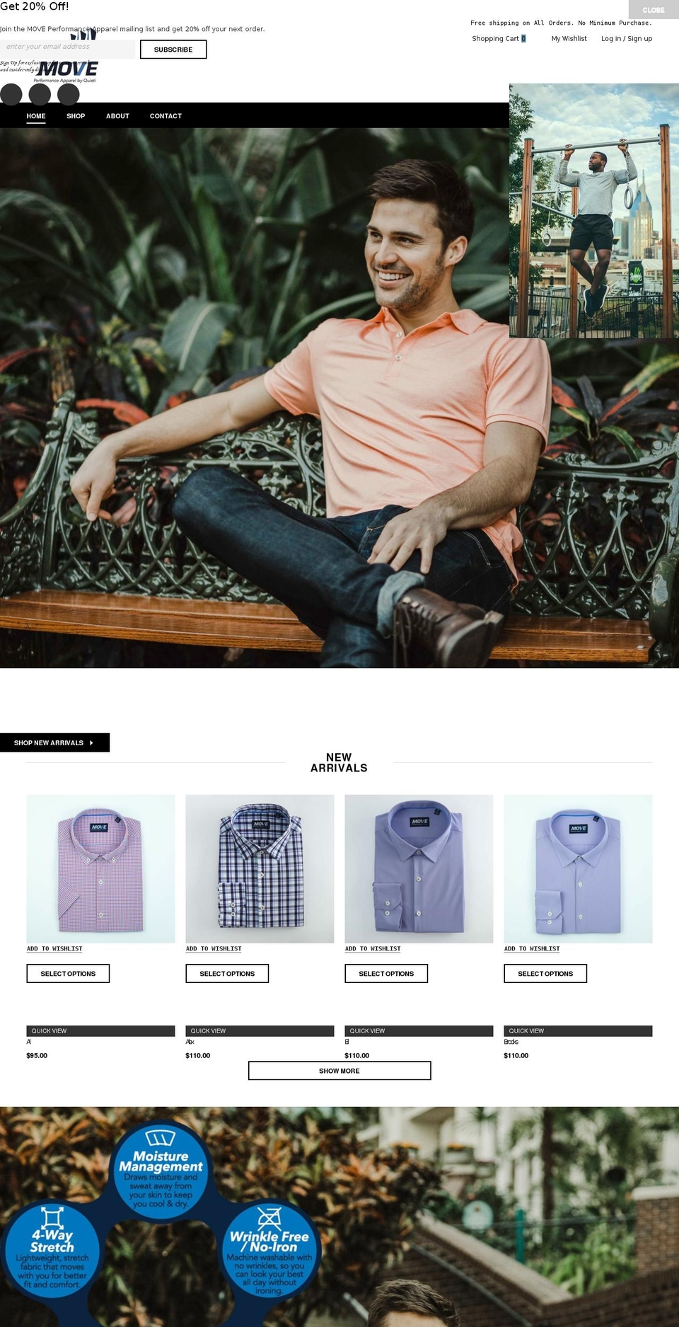 moveperformanceapparel.com — Shopify storefront screenshot