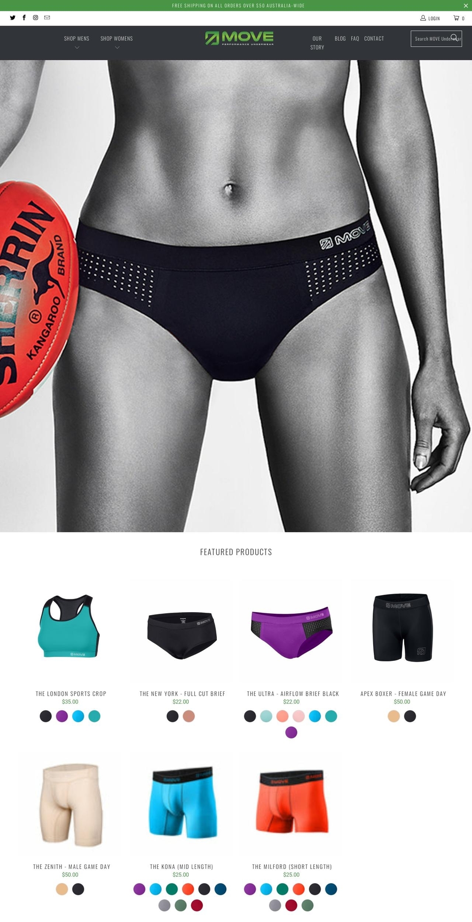 moveunderwear.com.au shopify website screenshot