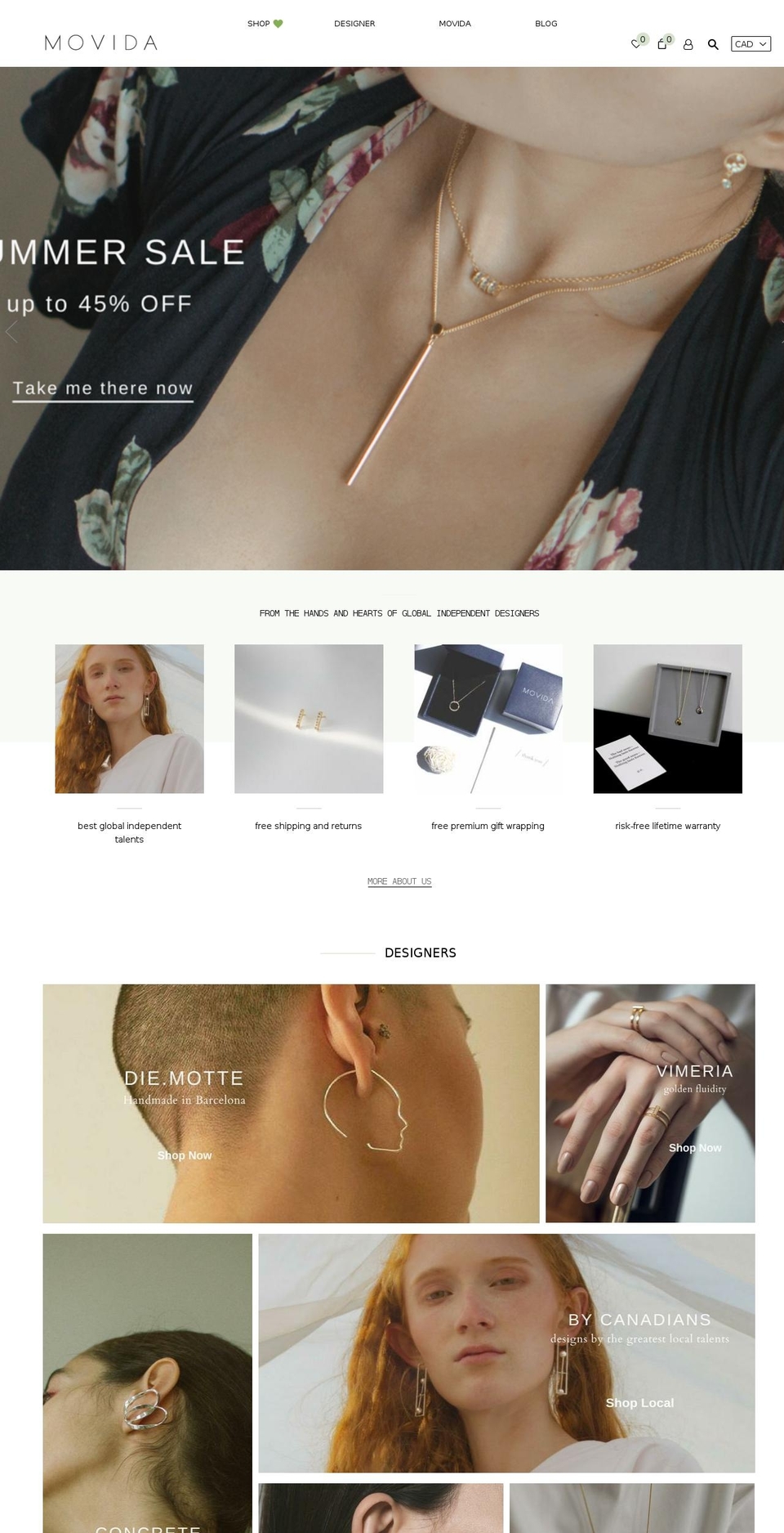 movidajewelry.com shopify website screenshot