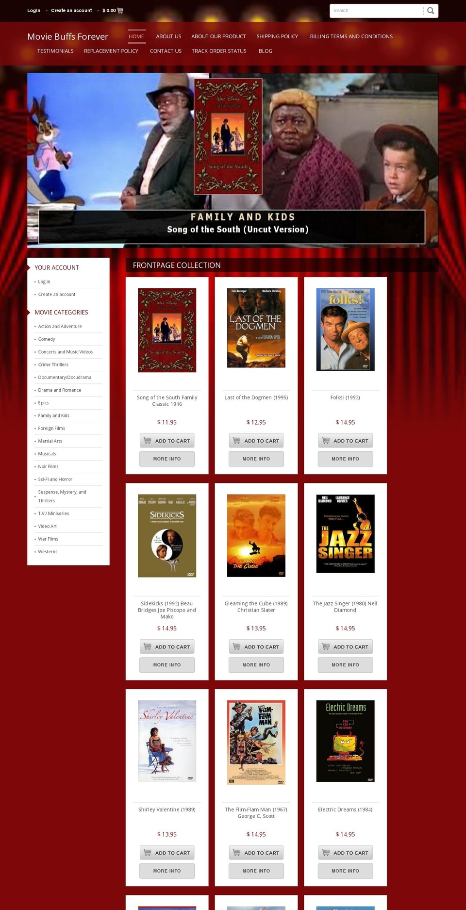 movie-buffs-4-ever.com — Shopify storefront screenshot