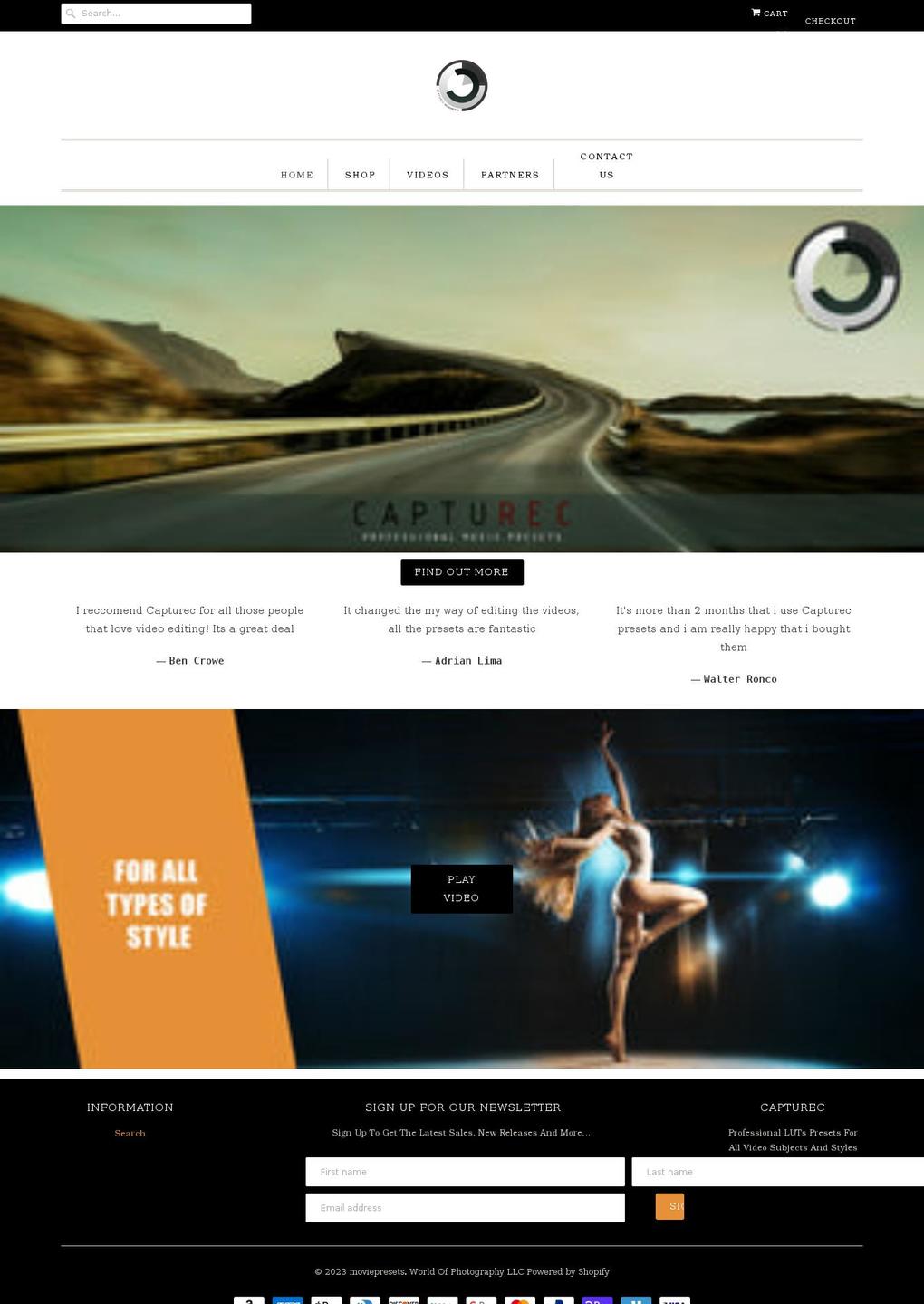 moviepresets.com — Shopify storefront screenshot