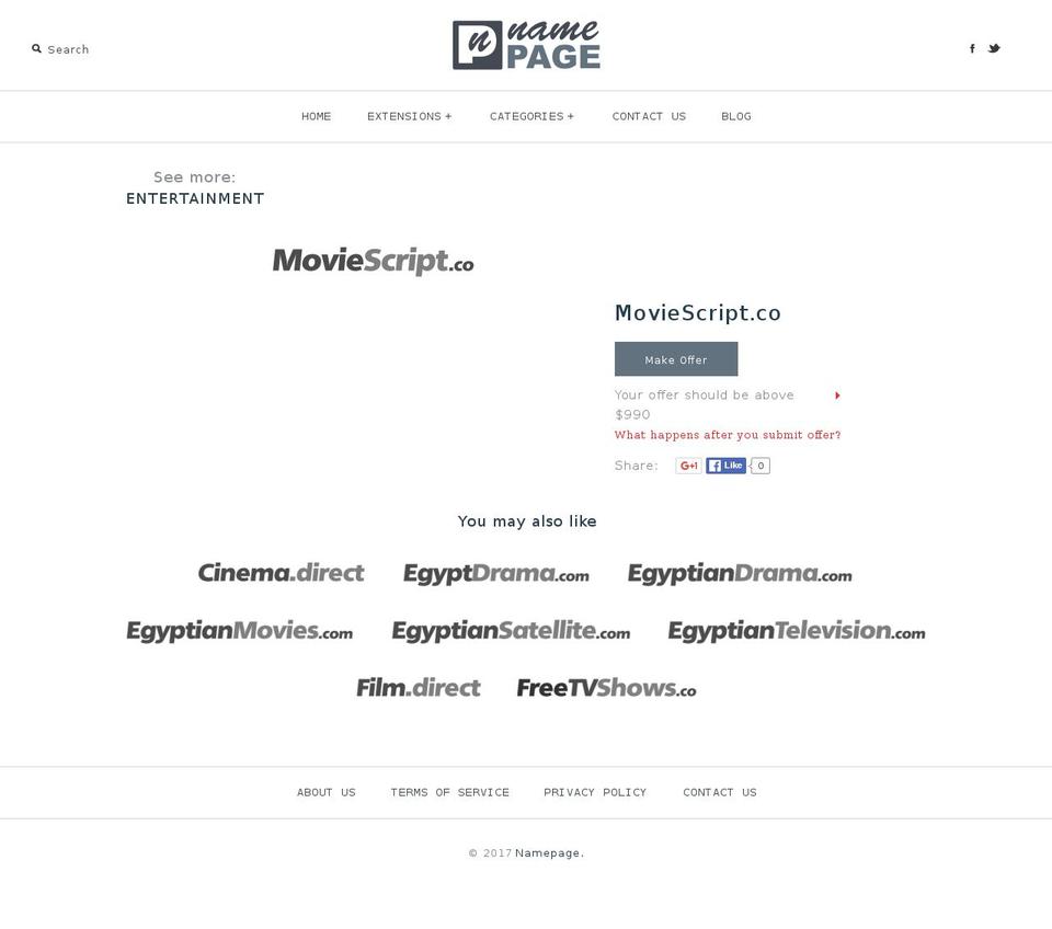 moviescript.co shopify website screenshot