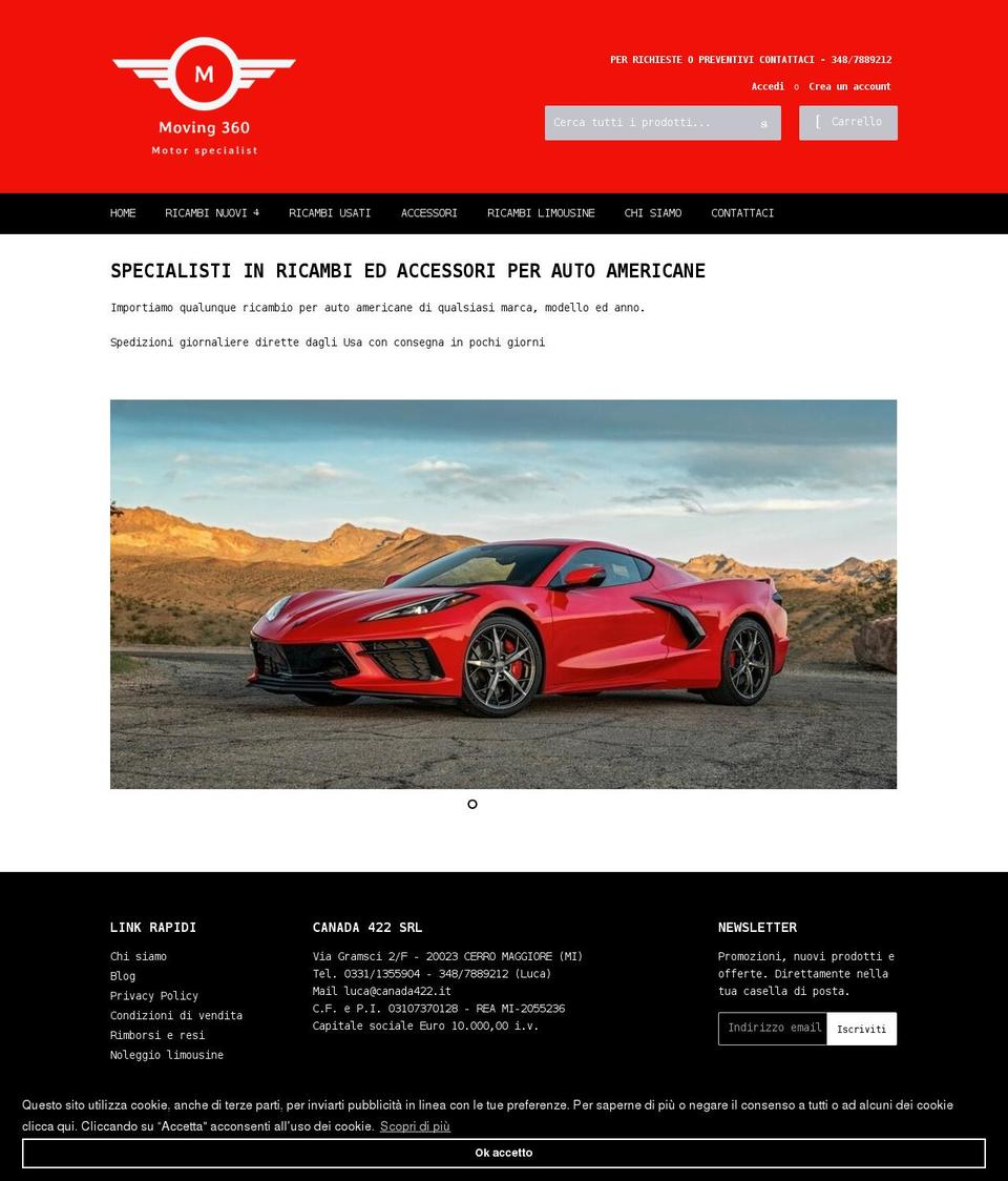 moving360.it shopify website screenshot