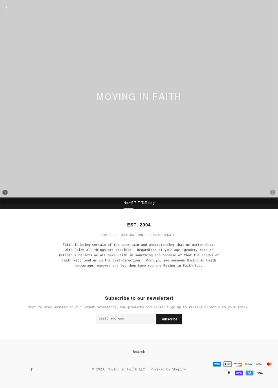 movinginfaith.com shopify website screenshot