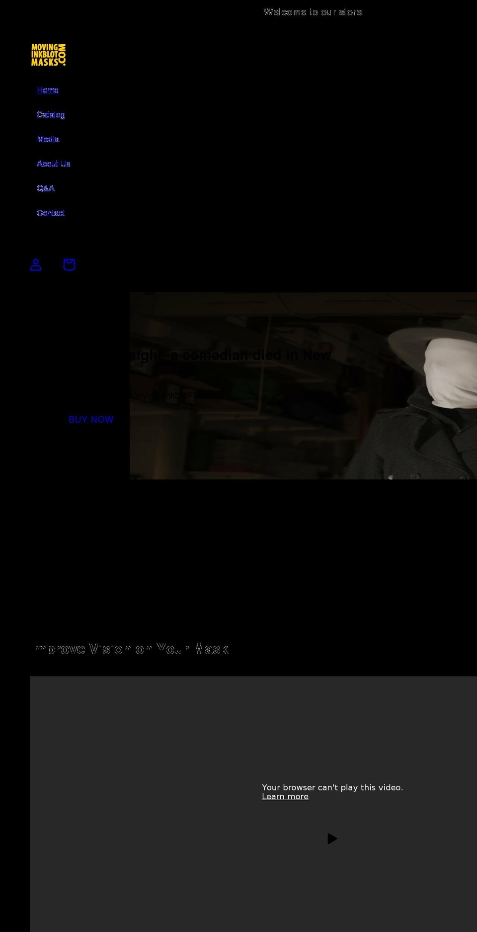 movinginkblotmasks.com shopify website screenshot