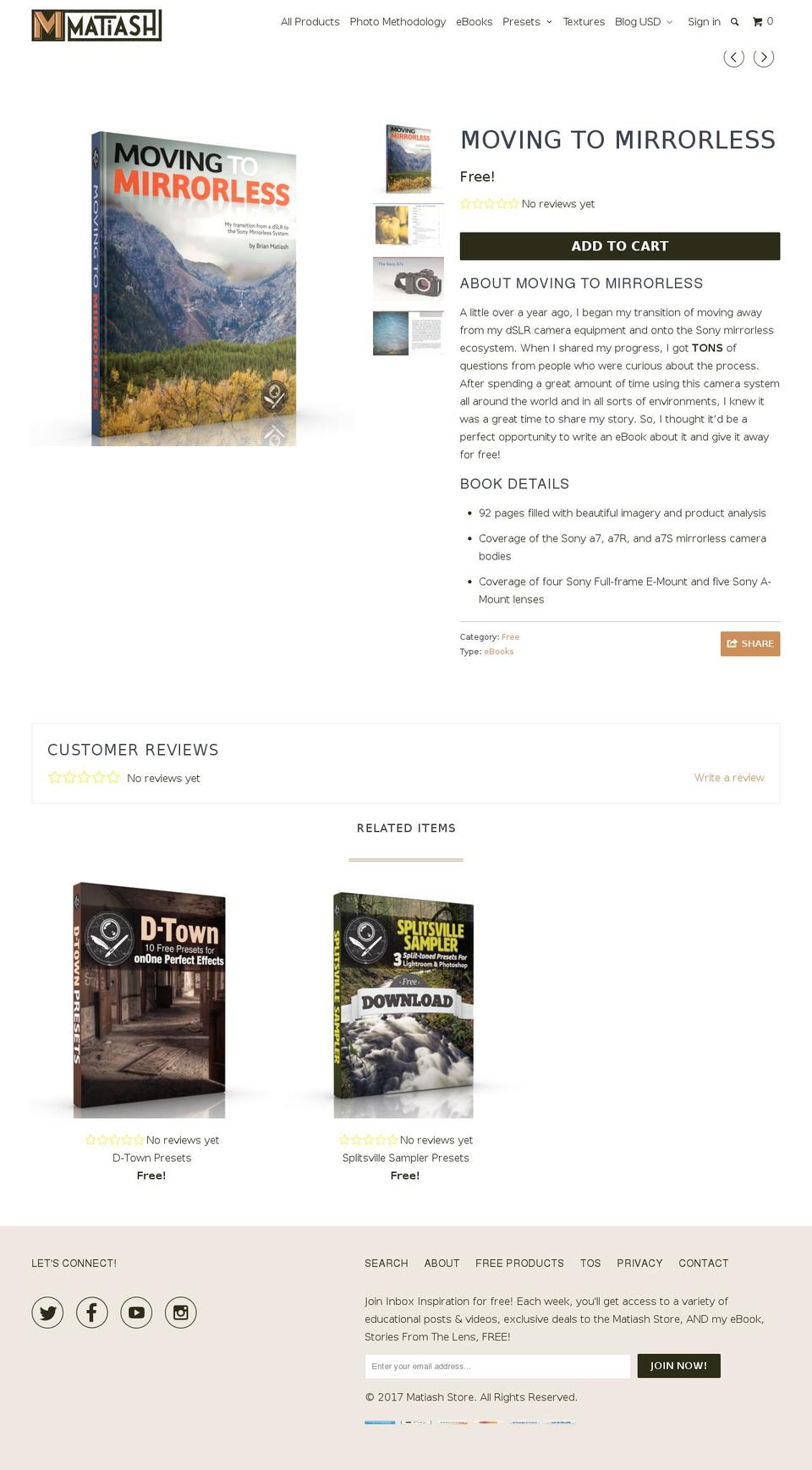 movingtomirrorless.com shopify website screenshot